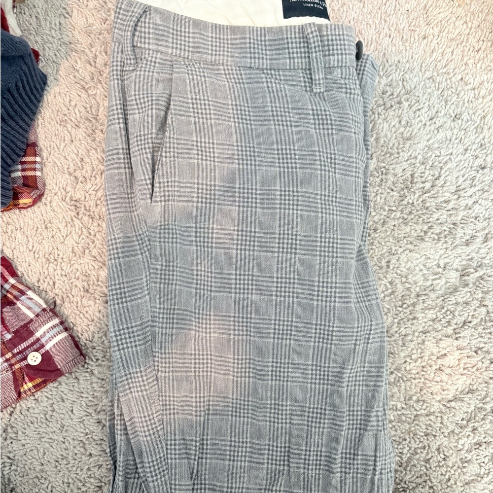 Abercrombie & Fitch Gray Plaid Trousers